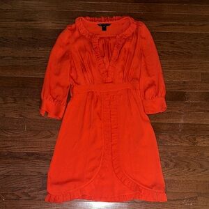 Marc By Marc Jacobs Bright Red/Orange Ruffle-Trim Dress